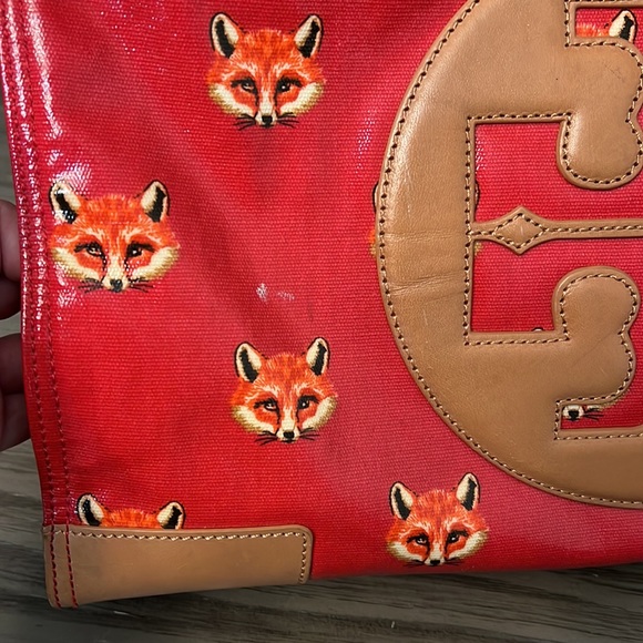 TORY BURCH ELLA COATED CANVAS FOX PRINT TOTE BAG - Picture 5 of 17